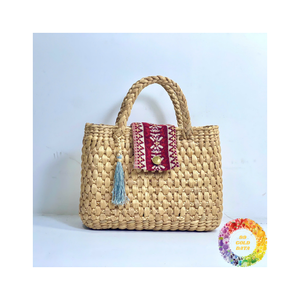 Sac de plage d'été en jonc de mer avec poche intérieure fourre-tout en paille tissé à la main durable pour les vacances de voyage et les sorties en plein air quotidiennes - Product Image 1