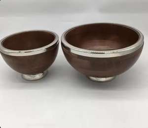 Stainless Steel Top Bottom Wooden Bowl High Quality <b>Best</b> Price Product <b>Natural</b> Wooden Bowl Customized Sample Salad Bowl - Product Image 1