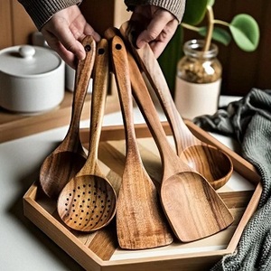 Wooden Serving Spoon Utensil <b>Set</b> Kitchen Wood <b>Set</b> <b>Spatula</b> for Cooking Natural Teak Wooden Utensils - Product Image 1