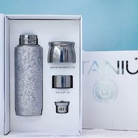 Botol Termos Titanium Murni Mewah 420ml Tutup Magnetik Infuser Teh Dinding Ganda Vakum Terisolasi Cangkir Portabel Hadiah Bisnis