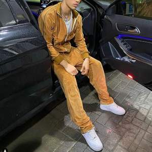 High Quality Unisex Blank Zip up Sweatshirt Jogging Pants Two Piece Set Private Label Sweat Suits <b>Velour</b> Tracksuit for Men - Product Image 1