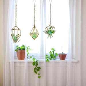 Designer Geometric Gold Finished Metal <b>Hanging</b> <b>Planter</b> <b>For</b> <b>Indoor</b> Plant Arrangement Contemporary Home Styling And Decorative - Product Image 3