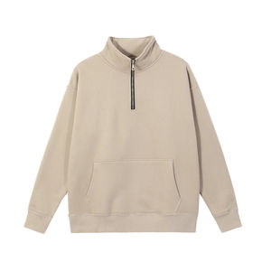 High Quality 1/4 Zip Men Pullover Hoodie Blank Heavyweight 100% Cotton Zipper Sweatshirts Unisex Half Zip Fleece hoodie - Product Image 5