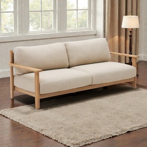 Sofá de 2 Plazas de Estilo Nórdico Moderno, Tejido Ecológico con Estructura de Madera de Teca Maciza, Diseño Minimalista para Sala de Estar de Apartamento u Hogar - Product Image 6