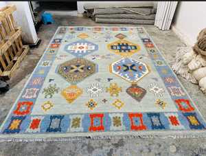 Alfombra Anudada a Mano de Diseño Moderno, Personalizable, Hermosa, con Colores Vibrantes, Patrón Turco Persa, Pelo Afelpado - Product Image 3