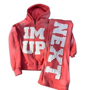 Chándal de lujo con logotipo personalizado y estampado abullonado, conjunto de 2 piezas para correr, conjuntos de chándal para hombre, chándal con pantalones acampanados - Product Image 3