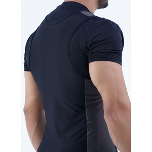 Singlet de compression unisexe noir avec empiècements gris, anti-UV, en Spandex/Nylon, avec logo Hustlers Only, haut de sport à manches courtes - Product Image 2