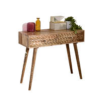 Table console avec 2 tiroirs en bois de manguier clair Marlowlight