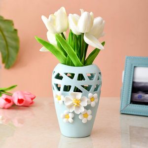 Vase décoratif en céramique noir doré moderne de luxe Design creux élégant pour la décoration de bureau à domicile Luxe contemporain moderne - Product Image 5