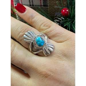 Tonya Yazzie Handgefertigter Kingman-Türkis Sterling Silber Ring Größe 9 - Product Image 2