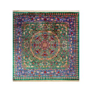 Gulmarg Handmade <b>Silk</b> Rugs <b>Green</b> Floral Pattern Rectangular Hallway Patchwork Design for Home Living Room Skps-196 - Product Image 4
