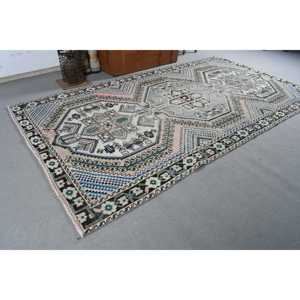 Alfombra de 5.1x9.4 pies, Alfombra Turca Vintage Grande, Alfombra de Lana Azul - Product Image 4