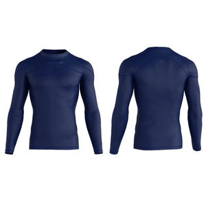 Venta al por mayor de camisas transpirables de compresión de fitness para los hombres de color personalizado de poliéster Spandex O cuello manga larga Rash Guards - Product Image 4