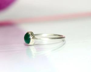 Anillo de Boda Clásico Hecho a Mano con Ónix Verde y Plata 925, Chapado en Oro, Regalo para Ella, Certificado por Terceros - Product Image 2