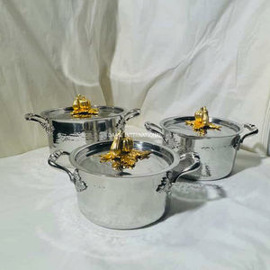 Professional Cooking <b>Pans</b> <b>Set</b> 304 <b>Stainless</b> <b>Steel</b> Kitchen Decor Casserole with Hammered Finish Pumpkin Lid Kitchen Tools - Product Image 3