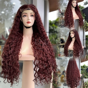 Pelucas de Cabello Humano Vietnamita de Color Borgoña Rizado, Largas y de Alta Calidad - Product Image 5