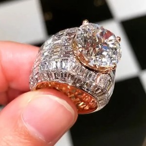 14K Wit Gouden Ring Redelijke Prijs Echte Vvs Diamant Luxe Vvs Moissanite Diamanten Ring Hiphop Smaragd Geslepen Diamanten Ring