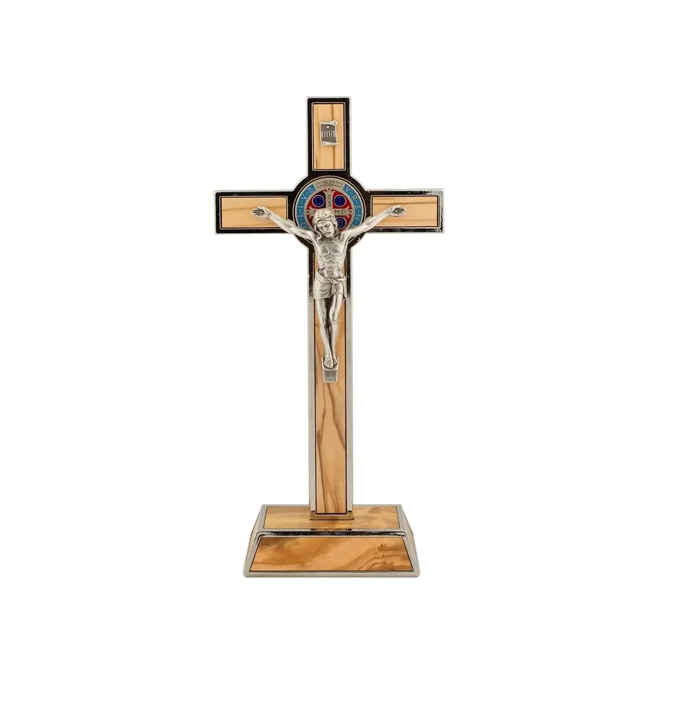 Patrão medalha de crucifixo de estudantes e europa decoração católica de casa | ótimo presente para batismo primeiro comunhão holy e confirmamento