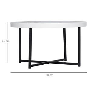 HOMCOM Table basse ronde avec dessus en MDF effet marbre et pieds en métal,? 80x45 cm, Blanc - Product Image 3