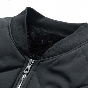 Chaqueta acolchada de lona de invierno para hombre, estilo de béisbol de talla grande, cuello levantado ecológico Reversible, negro - Product Image 3