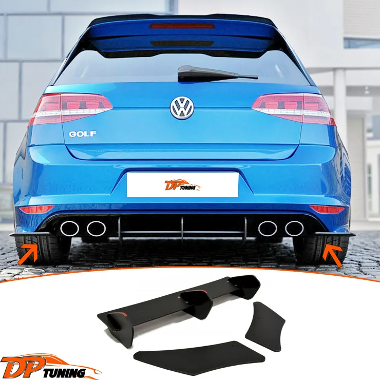 V.W Golf MK7 R 2012 - 2016 MX дизайнерский задний диффузор и боковые разветвители матовый черный высококачественный пластиковый задний удлинитель для губ