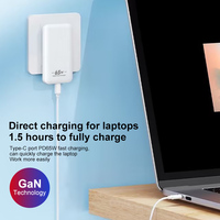 Pengisi Daya Lipat Ultra-Tipis 45W USB C untuk Perjalanan, Port Ganda Datar, Teknologi PD 3.0 GaN, OTP OVP untuk MacBook iPad Pro untuk Ponsel Laptop