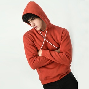 Sweat-shirt à capuche slim avec logo personnalisé pour hommes, vêtements de rue brodés orange pour l'hiver, vente en gros - Product Image 1