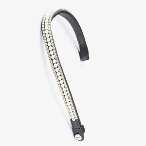 Vente en gros de cristaux et de perles personnalisés en forme de vague décorative en cuir anglais noir Horse Brow Band en pleine taille Cob - Product Image 3
