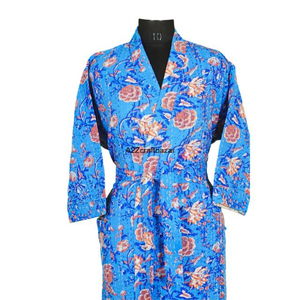 Nuevo Kimono Elegante para Damas de Honor, 100% Algodón, Estampado Floral Digital, Transpirable, Cuello en V, Manga Larga - Product Image 3