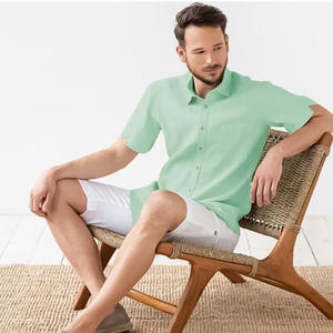 Camisas informales de manga corta con botones para hombre que se ofrecen con bordado de marca y personalización de tallas para pedidos al por mayor - Product Image 5