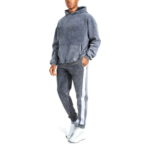 Vêtements de sport de qualité supérieure Gym Fitness Tech Polaire Training Survêtements Hommes Deux Pièces Jogging Costume Lavage À L'acide Survêtements Ensemble - Product Image 1
