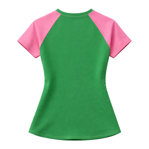 T-shirt à manches raglan vert Soror, sororité grecque, rose vert, écologique, été, collège, sœur, élégant, décontracté - Product Image 4
