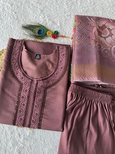 Gran elegante colección étnica india Opulent Straight Kurti Pant Dupatta Set para primavera para bodas Diwalis B2B al por mayor - Product Image 3