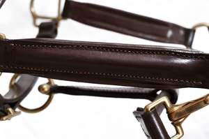 Caballo Cuero Headcollar Halter Negro Marrón Trenzado Equino Cob Completo - Product Image 4