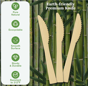 Best Choice Wood Disposable Tableware Set-Spoon <b>Fork</b> & <b>Knife</b> for Convenient Picnic Durable Natural Log Color - Product Image 5