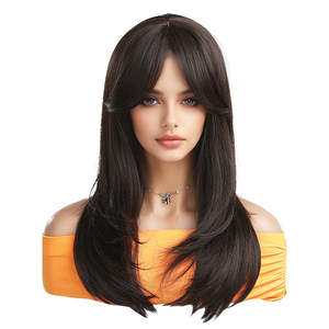 Autumn-DWY Glueless Synthetic <b>Wig</b> Natural Wavy Layer Cut with Adjustable Cap Size Transparent <b>Lace</b> Color - Product Image 1