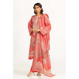 IUSTKSD-2104 ชุดสูทลายพิมพ์ลายสนามหญ้า 3 ชิ้นสำหรับฤดูร้อนพร้อมรายละเอียดงานปัก หรูหราและมีสไตล์ - Product Image 2