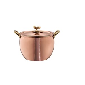 Olla de cocina de alta calidad hecha de Metal de cobre, olla caliente para servir alimentos martillados con mango de latón - Product Image 2