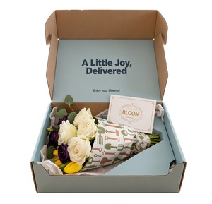 Custom Logo Printed Corrugated Cardboard Mailer <strong>Box</strong> Reinforced Edges Secure <strong>Flower</strong> Shipping Rose Bouquet Florist Packaging - Product Image 3