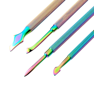 MORGANS INDUSTRIES Dual-End Stainless Steel Nail Pusher <b>Tool</b> 128mm Reusable Durable Manicure/<b>Pedicure</b> Double Head Design Rainbow - Product Image 6