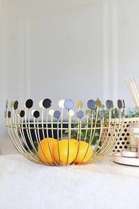 ตะกร้าเก็บผลไม้ทรงกลมทำด้วยมือตะกร้าลวดในครัวชุบทองแดงขนาดมาตรฐานเป็นมิตรกับสิ่งแวดล้อม - Product Image 4