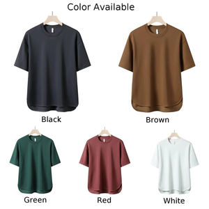 Camiseta extragrande de alta calidad con cuello redondo para hombre, 100% de algodón orgánico, diseño de logotipo personalizado, estilo informal con hombros caídos - Product Image 3