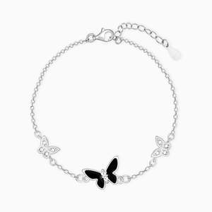 Pulsera elegante de plata con mariposas finas - Product Image 2
