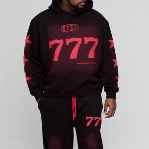 Trajes Deportivos de Alta Calidad 100% Algodón, Lavado Ácido, Corte Acampanado, para Hombre, con Estampado Puff, Estilo Hip Hop, con Capucha, para Invierno - Product Image 4