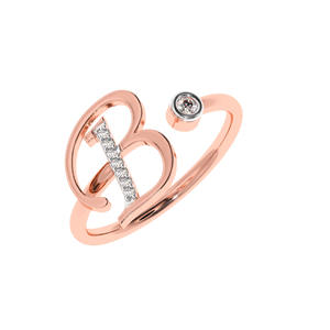 Custom 14K/18K Gold Diamond Initial Ring Personalized B Letter <b>Name</b> Ring Dainty Initial Ring <b>Gift</b> for Her - Product Image 5
