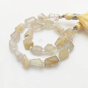 Perles de rutile doré 10-12 mm, perles en forme de pépites facettées, brin de perles fait à la main, fabrication de bijoux en vrac, 18-20 perles sur un brin de 8 pouces - Product Image 4