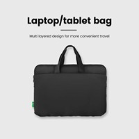 16.1 \ "Porte-documents en cuir véritable pour ordinateur portable Durable PC Matériel Fermeture à glissière Moderne Mince Simple Design Élégant Noir Modèle 9656