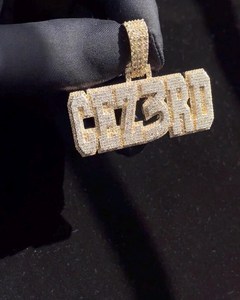 Colgante personalizado con letra y nombre, plata de ley 925 con baño de rodio, diamante moissanita VVS, para uso unisex. - Product Image 4