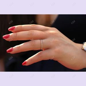 แหวนไมโครแบบปลายแหลมแบบโบราณ14K แหวนเพชรโมอิสสีโรสโกลด์สำหรับงานแต่งงานของขวัญแหวนซ้อนสำหรับเธอเครื่องประดับแฟชั่นผู้หญิง - Product Image 6