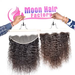 Calidad genuina Raw Indian Temple Virgen Cabello Frontal Rizado Onda natural Extremos dobles dibujados Calidad Premium Proveedor al por mayor - Product Image 6